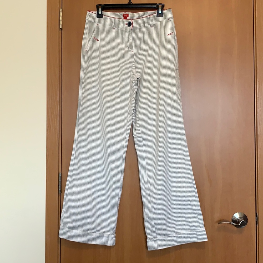 Wide leg low-rise over the boot stripped pants